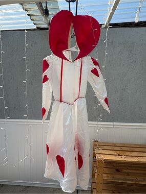 Kids queen of heats White and Red Heart Hooded Costume - Dress-Up